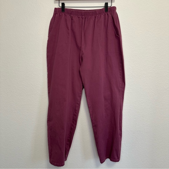 Denim and Company Burgundy Pants with Elastic Waist Size Large Petite - Picture 1 of 6